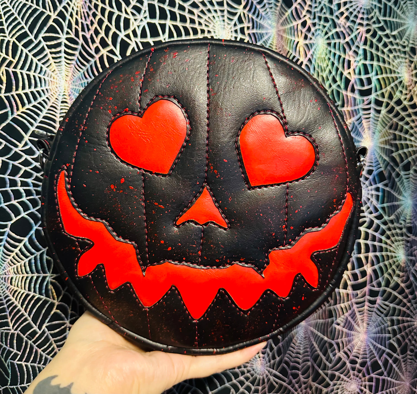 Pumpkin heart eyes crossbody