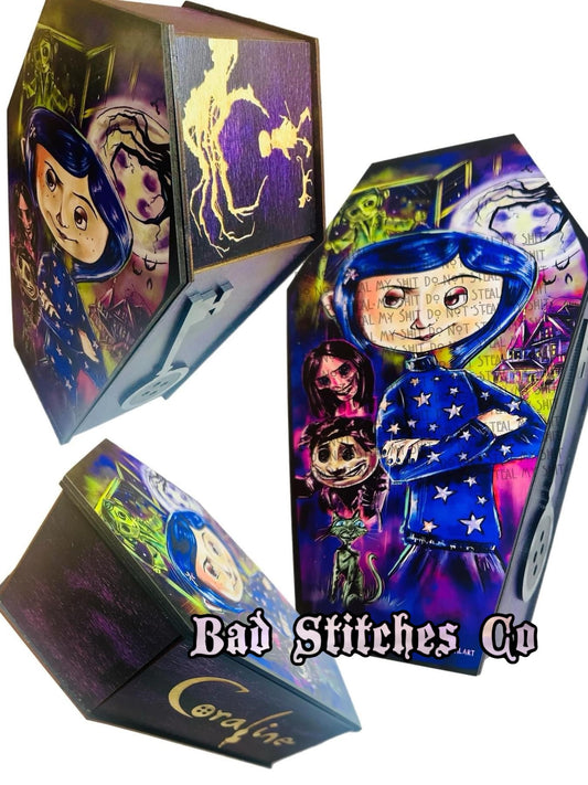 Button eyes coffin box