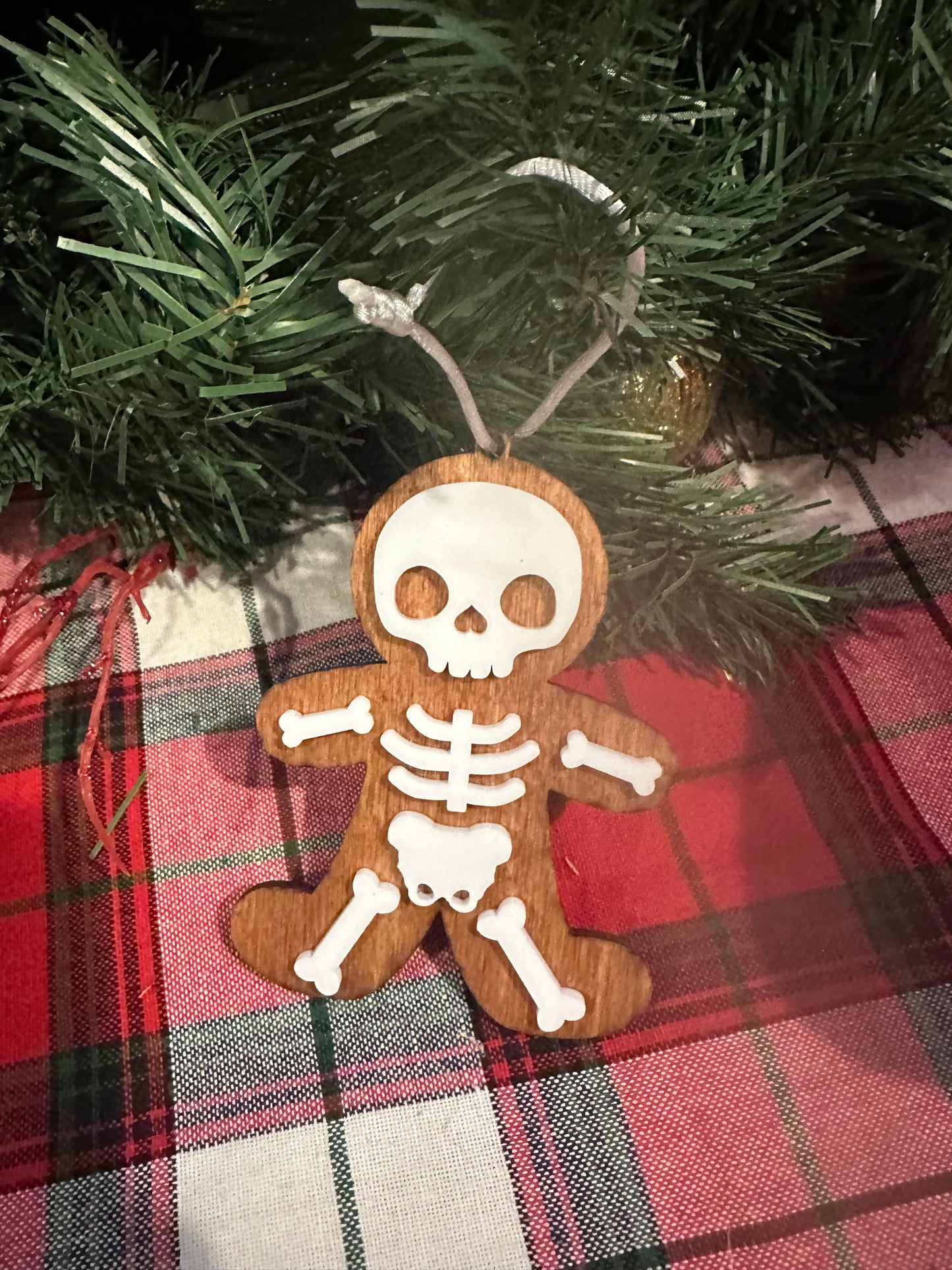 Wood Skellie Gingerbread Ornament