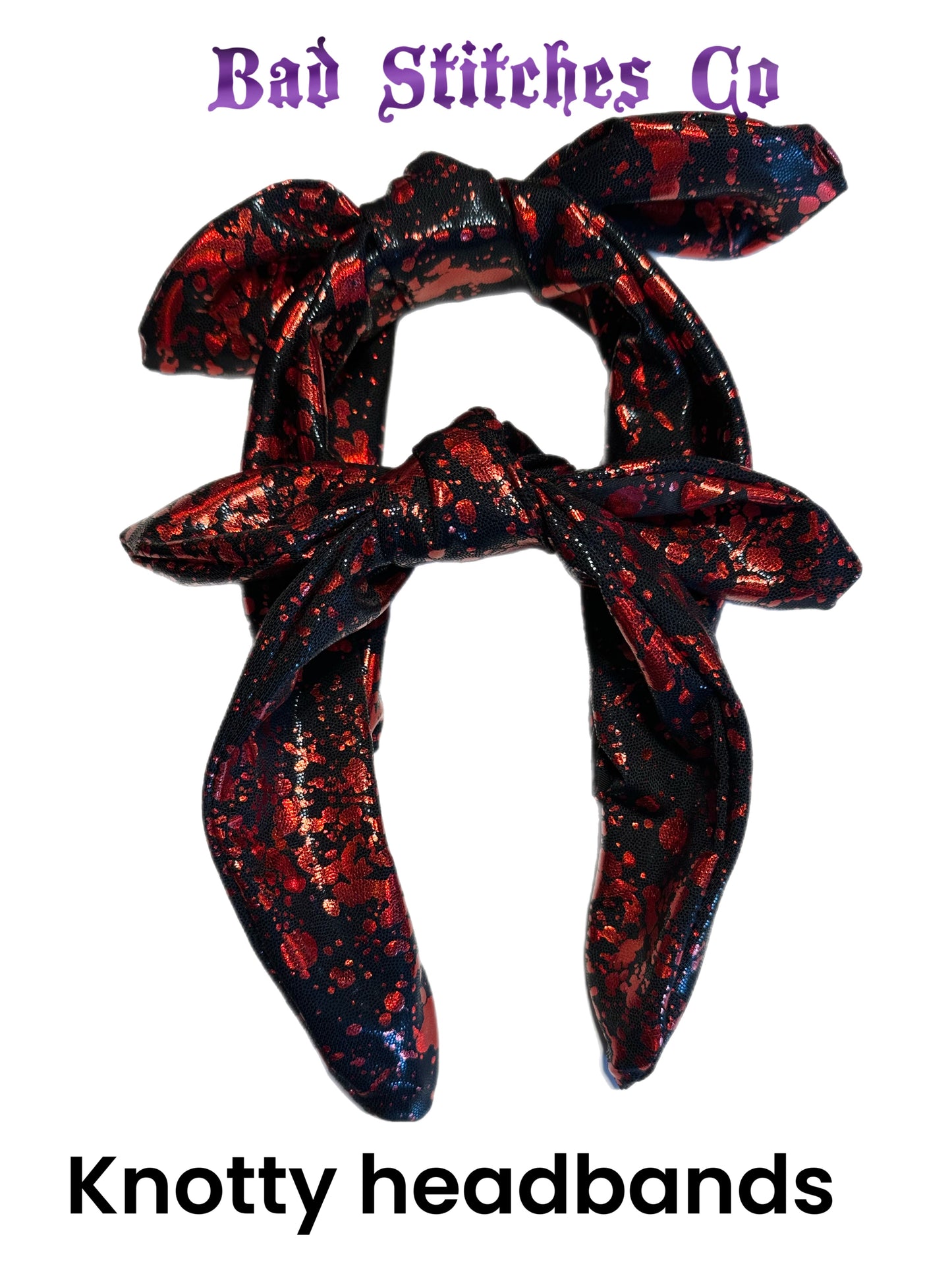 Blood holo splatter knotty headband