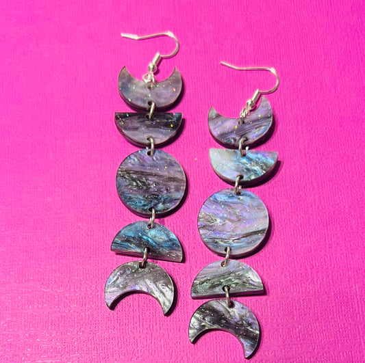 Galaxy moon earrings