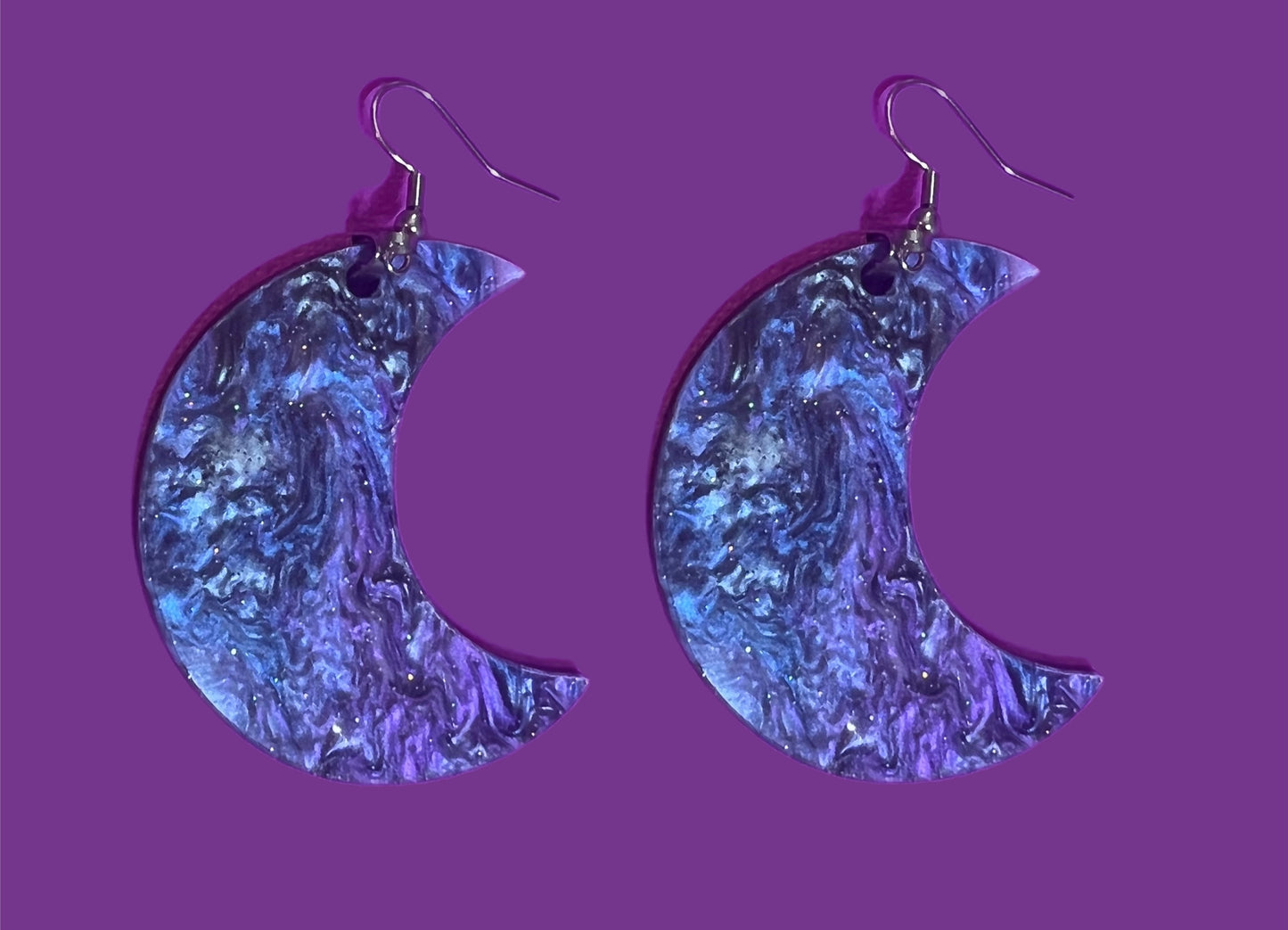 Galaxy moon earrings