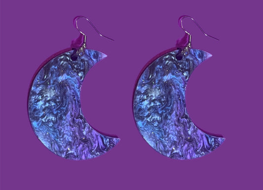Galaxy moon earrings