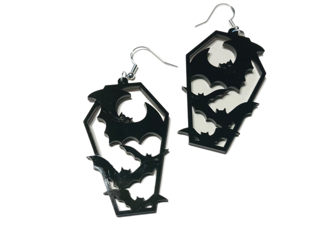 Batty coffin earrings